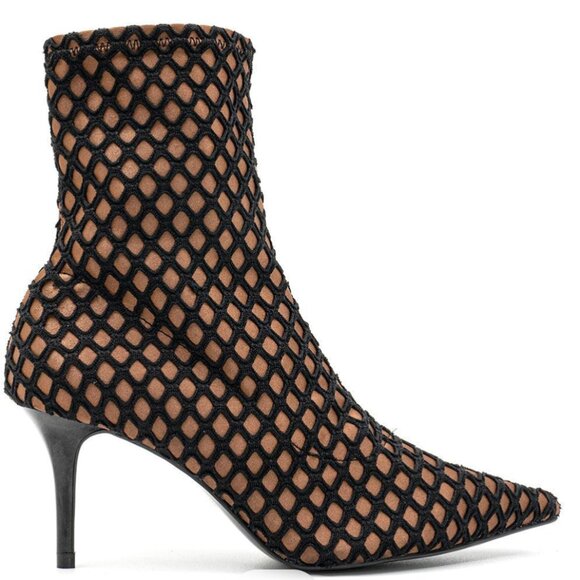 NEW NWT Zara Fishnet Sock-Style Pointed Toe Boots - Size 39/ USA 8 - Picture 1 of 9